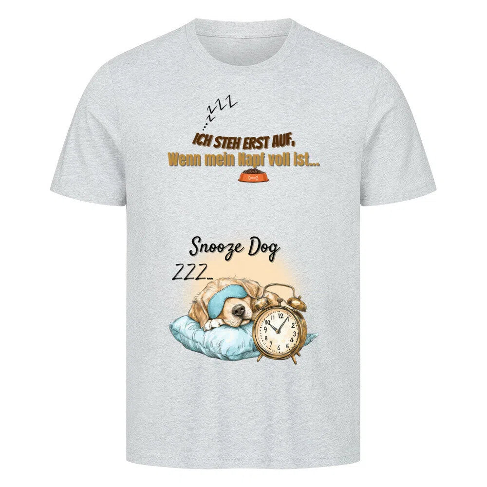 “Snooze Dog – Der Napf entscheidet!” 🐶💤 - T-Shirt im einzigartigen Crazy-Printz Design | Perfekt für Alltag & Style