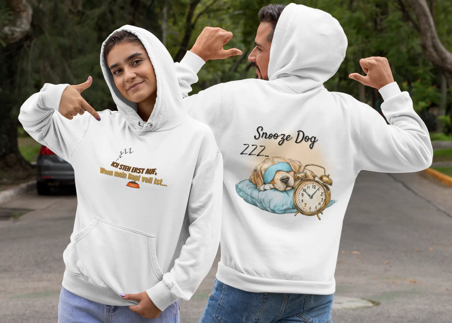 🐶💤 Snooze Dog – Morgenmuffel Hoodie 😴⏰ - Hoodie im einzigartigen Crazy-Printz Design | Perfekt für Alltag & Style
