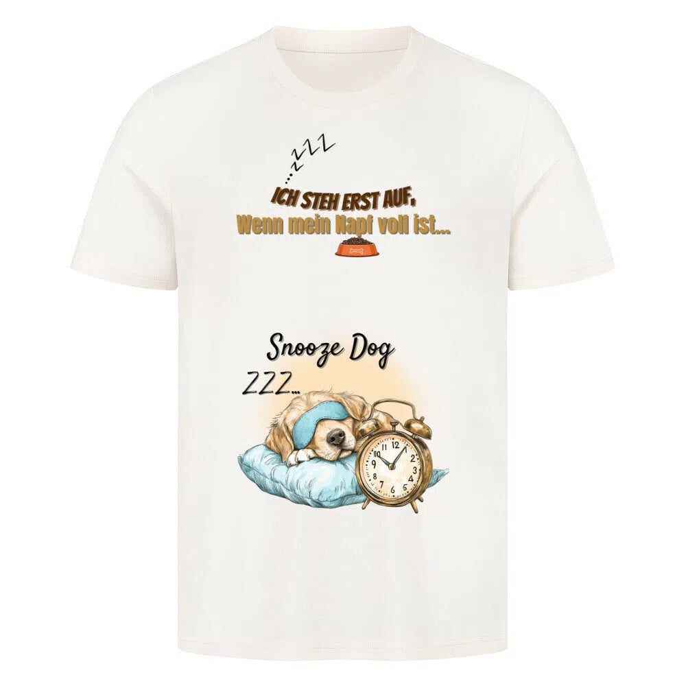 “Snooze Dog – Der Napf entscheidet!” 🐶💤 - T-Shirt im einzigartigen Crazy-Printz Design | Perfekt für Alltag & Style