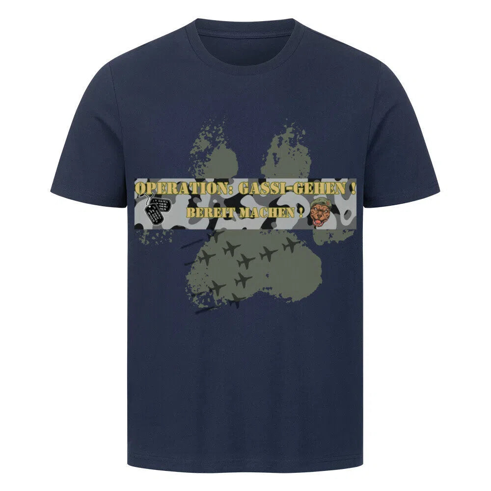 “Operation: Gassi-Gehen – Bereitmachen!”🪖🐕 - T-Shirt im einzigartigen Crazy-Printz Design | Perfekt für Alltag & Style