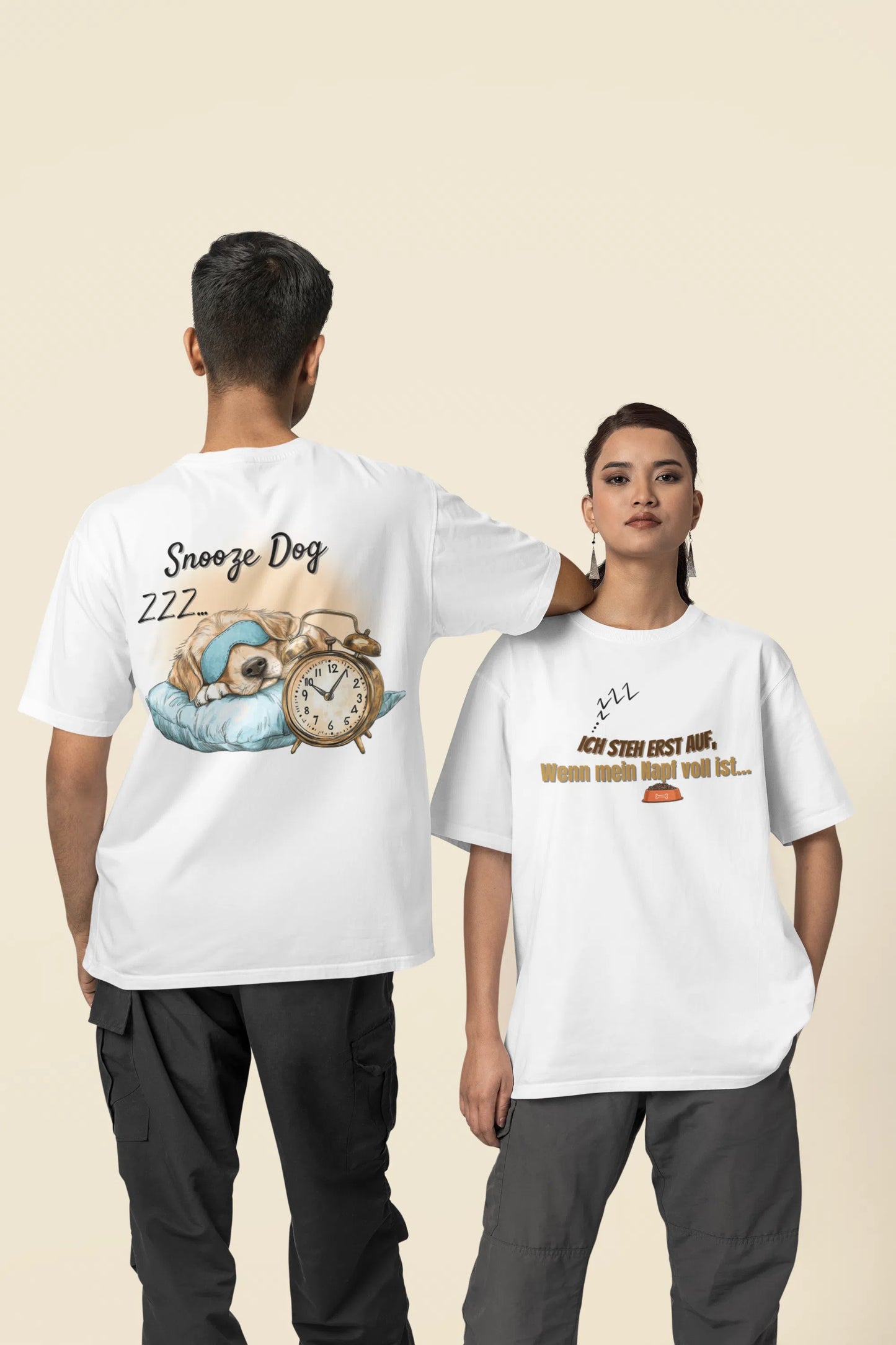„Snooze Dog“ 💤🐕 Oversized T-Shirt 🔥 - T-Shirt im einzigartigen Crazy-Printz Design | Perfekt für Alltag & Style