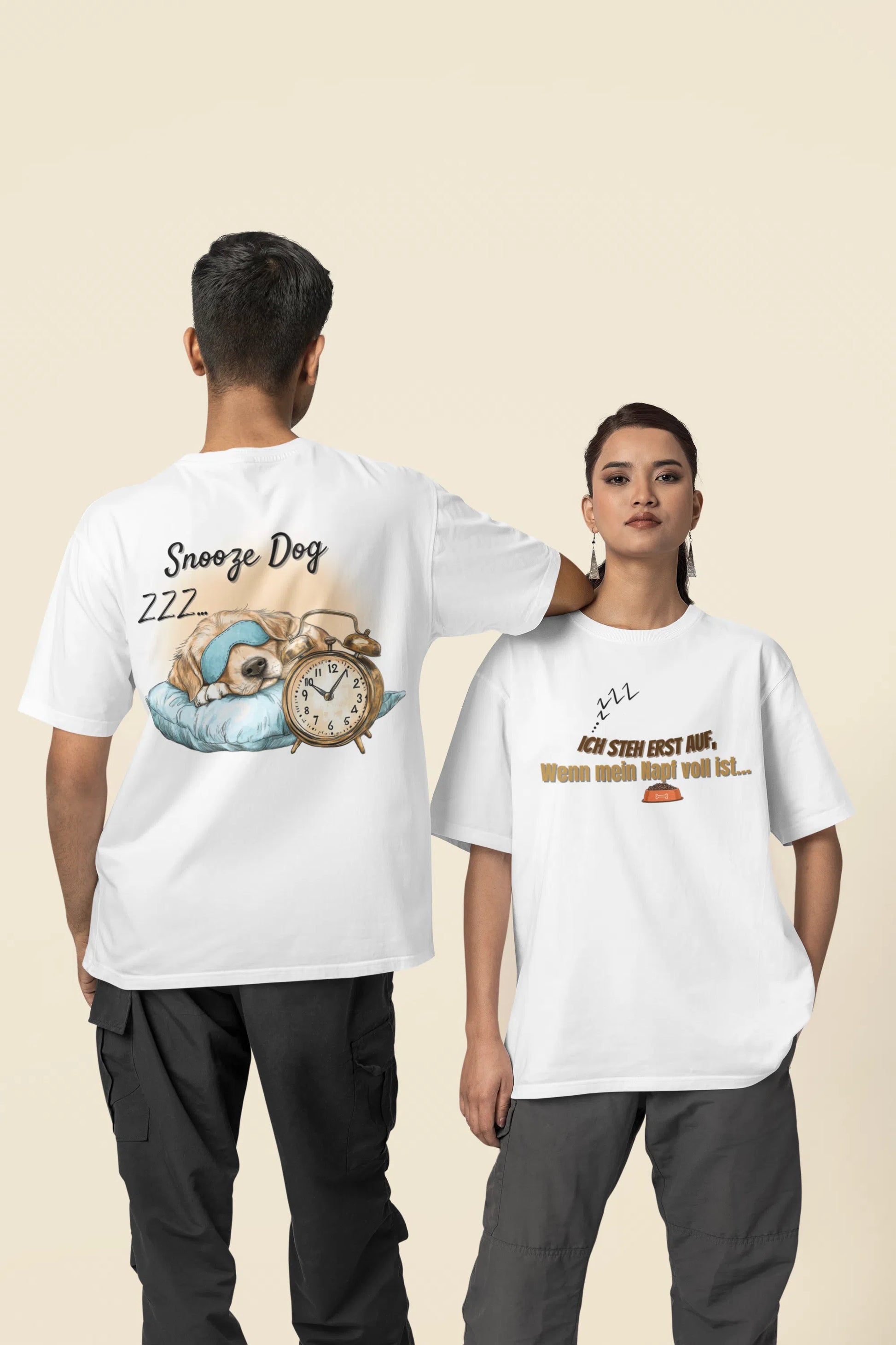 „Snooze Dog“ 💤🐕 Oversized T-Shirt 🔥 - T-Shirt im einzigartigen Crazy-Printz Design | Perfekt für Alltag & Style