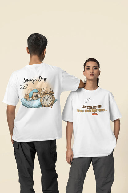 „Snooze Dog“ 💤🐕 Oversized T-Shirt 🔥 - T-Shirt im einzigartigen Crazy-Printz Design | Perfekt für Alltag & Style